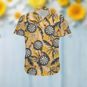 Darts Retro Vintage Style Custom Name Men Hawaiian Aloha Tropical Floral Button Up Shirt For Sport Lovers In Summer