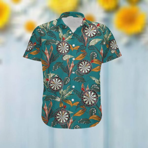 Darts Sporty Women Hawaiian Aloha Tropical Floral Custom Name Shirt For Darts Lovers On Summer Vacation