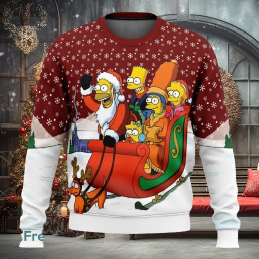 Dashing Through The Snow The Simpsons Ugly Christmas Sweaters 3D Super Hot