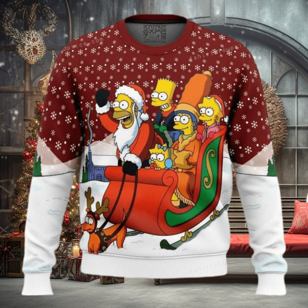 Dashing Through The Snow The Simpsons Womens Ugly Sweater Dashing Through The Snow The Simpsons Womens Ugly Sweater