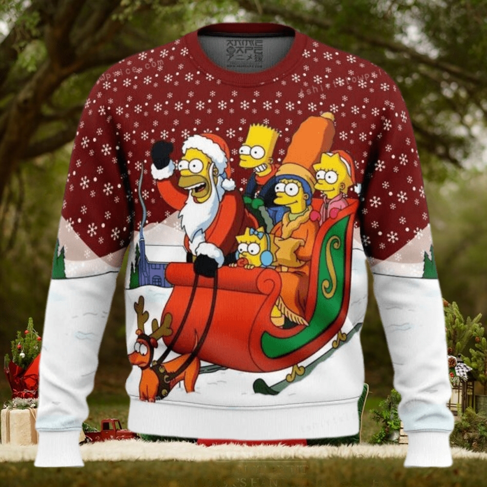 Dashing Through The Snow The Simpsons Womens Ugly Sweater Dashing Through The Snow The Simpsons Womens Ugly Sweater