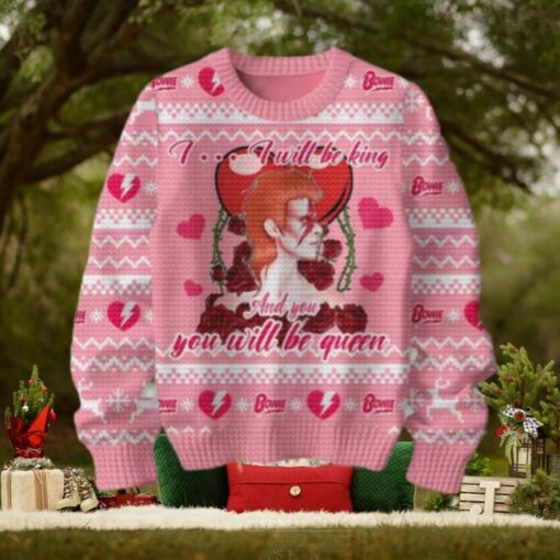 David Bowie I Will Be King And You Will Be Queen Valentine Chirstmas Gifts 2024 Xmas For Family And Friends Ugly Sweater