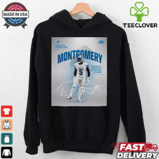 David Montgomery Detroit Lions NFL To Rush For A TD In Each Of The First Five Games Of A Season Signature Poster t shirt