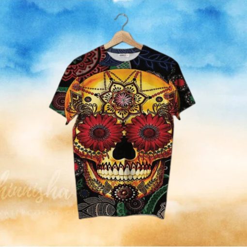 Day Of The Dead Sugar Skull Hawaiian Shirt  3D Printed Graphic Tees