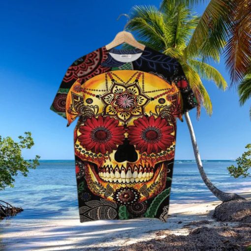 Day Of The Dead Sugar Skull Hawaiian Shirt  3D Printed Graphic Tees