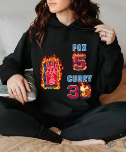 De’Aaron Fox 5 vs Stephen Curry 30 fire pixel shirt