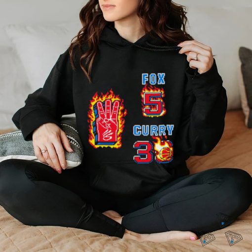 De’Aaron Fox 5 vs Stephen Curry 30 fire pixel shirt