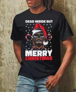 Dead Inside But Merry Christmas Skeleton Xmas Hipster Skull Santa Claus Unisex shirt