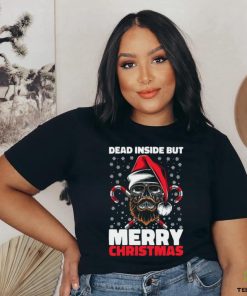 Dead Inside But Merry Christmas Skeleton Xmas Hipster Skull Santa Claus Unisex shirt