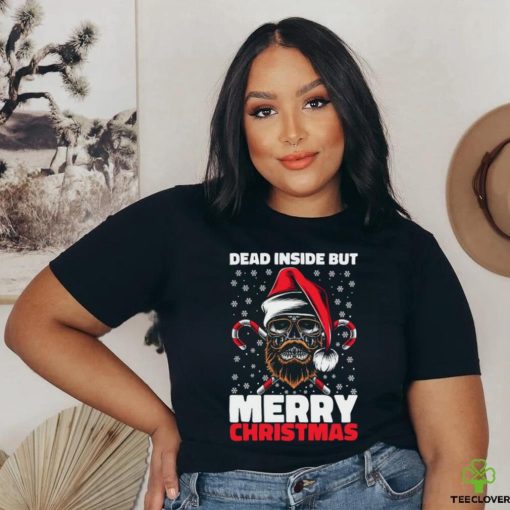 Dead Inside But Merry Christmas Skeleton Xmas Hipster Skull Santa Claus Unisex shirt