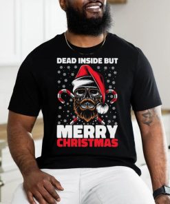 Dead Inside But Merry Christmas Skeleton Xmas Hipster Skull Santa Claus Unisex shirt
