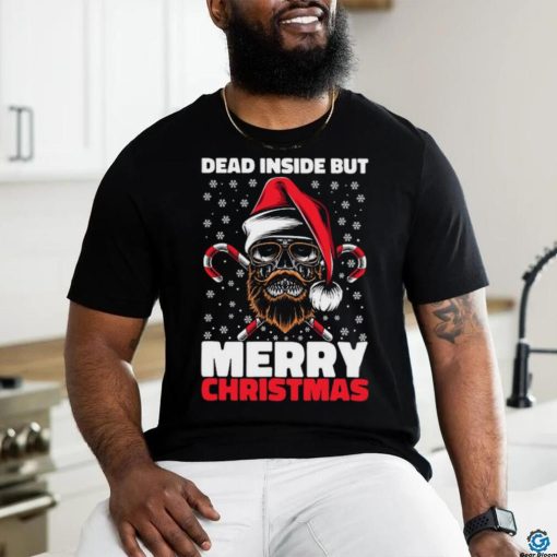 Dead Inside But Merry Christmas Skeleton Xmas Hipster Skull Santa Claus Unisex shirt