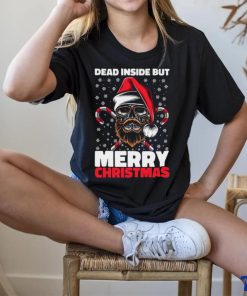 Dead Inside But Merry Christmas Skeleton Xmas Hipster Skull Santa Claus Unisex shirt
