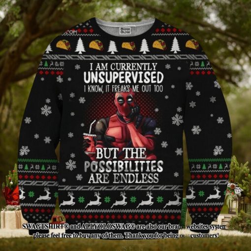 Deadpool Unsupervised Knitting Pattern Ugly Christmas Sweater