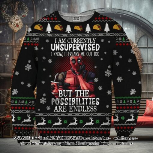 Deadpool Unsupervised Knitting Pattern Ugly Christmas Sweater