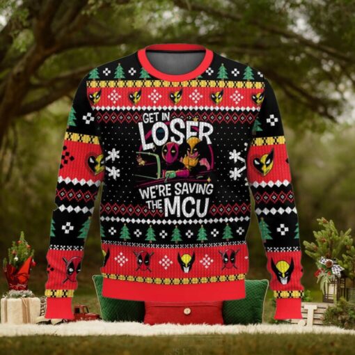 Deadpool Wolverine Get In Loser We’re Saving The MCU Ugly Christmas Sweater