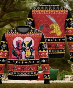 Deadpool Wolverine Ugly Sweater, Funny Bestie Friends Deadpool Sweater