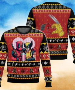 Deadpool Wolverine Ugly Sweater, Funny Bestie Friends Deadpool Sweater