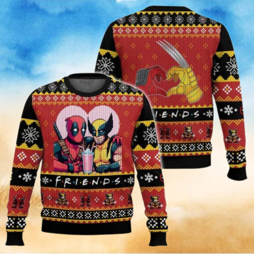 Deadpool Wolverine Ugly Sweater, Funny Bestie Friends Deadpool Sweater
