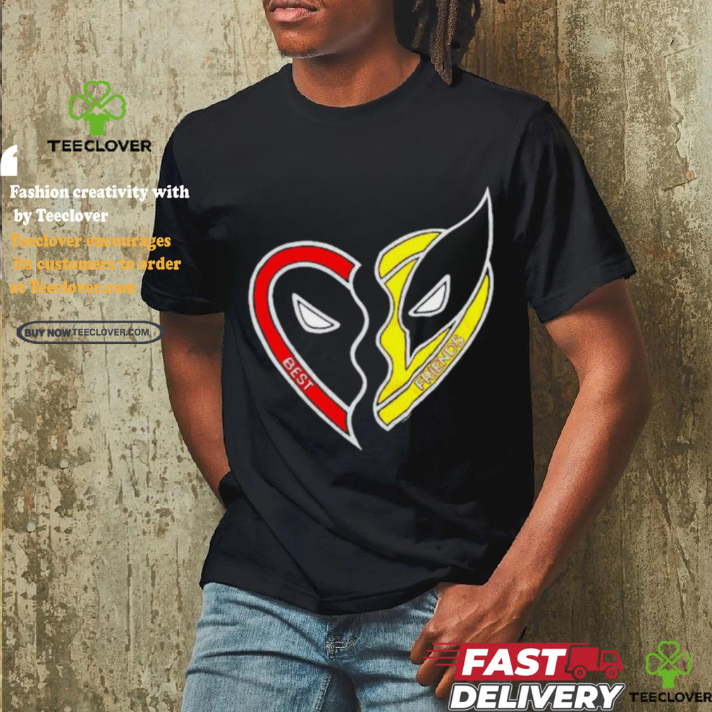 Deadpool and Wolverine best friends pendant half heart shirt Deadpool and Wolverine best friends pendant half heart shirt