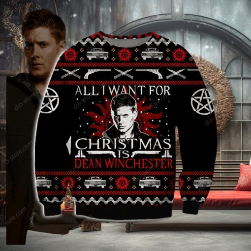 Dean Winchester Knitting Pattern 3D Print Ugly Christmas Sweater Perfect Holiday Gift