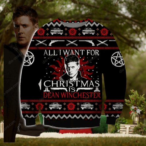 Dean Winchester Knitting Pattern 3D Print Ugly Christmas Sweater Perfect Holiday Gift