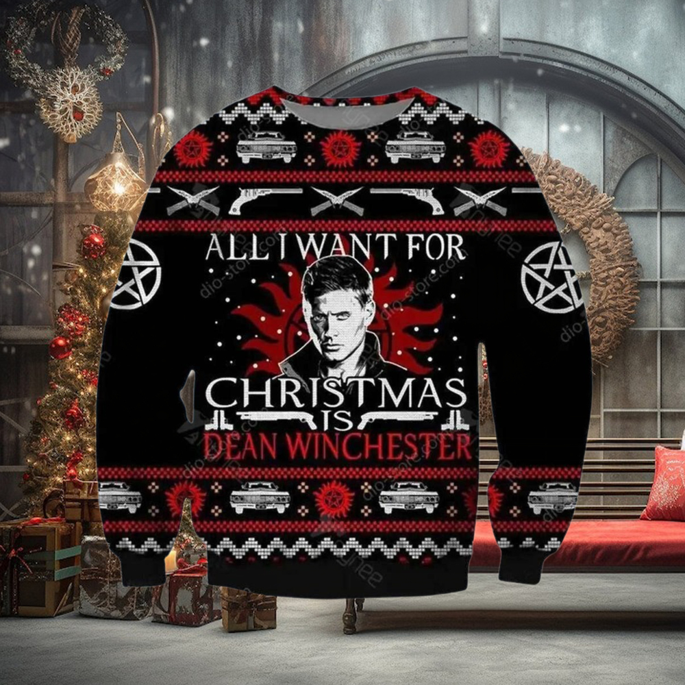 Dean Winchester Supernatural Ugly Christmas Sweater, Winchester Brothers Sweatshirt, Supernatural Xmas Sweatshirt, Holiday Gift For Her Dean Winchester Supernatural Ugly Christmas Sweater, Winchester Brothers Sweatshirt, Supernatural Xmas Sweatshirt, Holiday Gift For Her