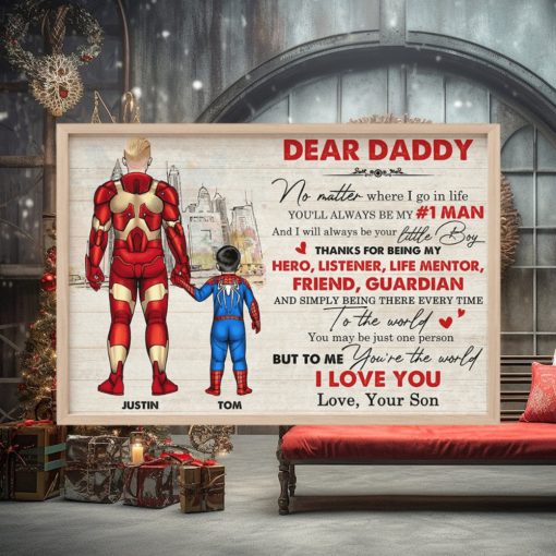 Dear Daddy, Mommy, To Me You Are The World   Personalized Canvas Print