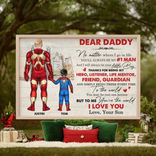 Dear Daddy, Mommy, To Me You Are The World   Personalized Canvas Print