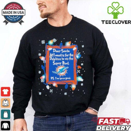 Dear Santa Miami Dolphins Christmas Lights shirt