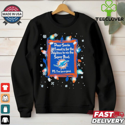 Dear Santa Miami Dolphins Christmas Lights shirt