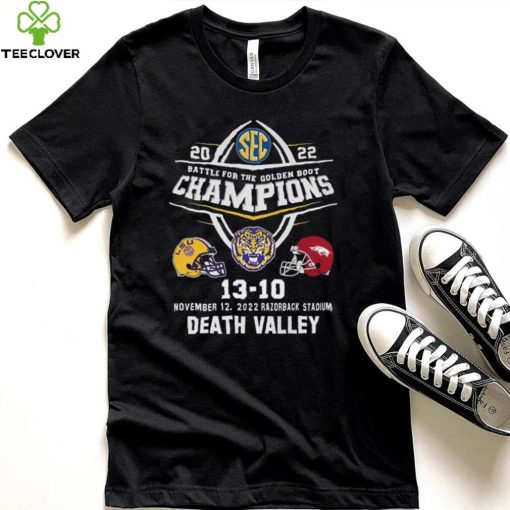 Death Valley Champions Battle For The Golden Boot 2022 LSU Tigers 13 10 Arkansas Razorbacks Shirt