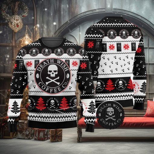 Death Wish Coffee Drinking Lovers Ugly Christmas Sweater Unisex 3D Sweater Christmas Gift