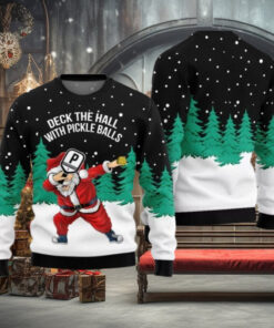 Deck The Halls With Pickleball Santa Christmas Sweater