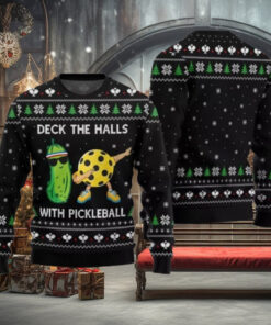 Deck The Halls With Pickleball Ugly Christmas Sweater