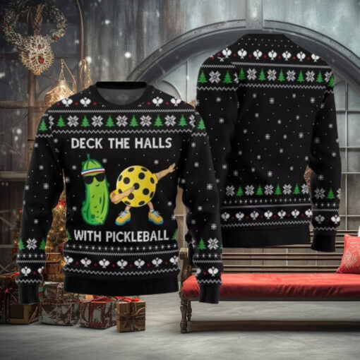 Deck The Halls With Pickleball Ugly Christmas Sweater