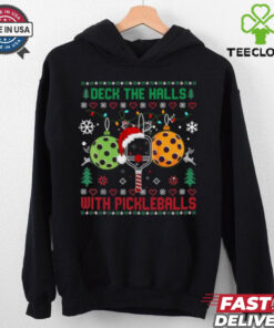 Deck The Halls With Pickleball Ugly Christmas XMas T Shirts