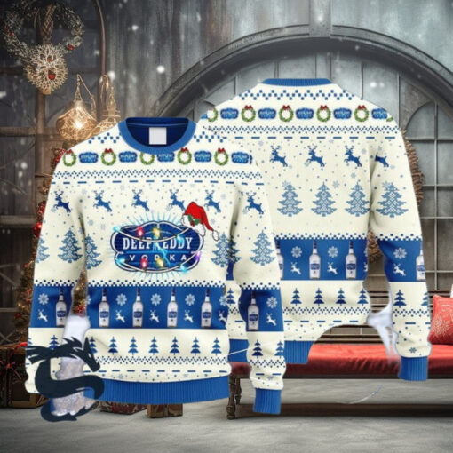 Deep Eddy Vodka Reindeer Snowy Night Ugly Sweater