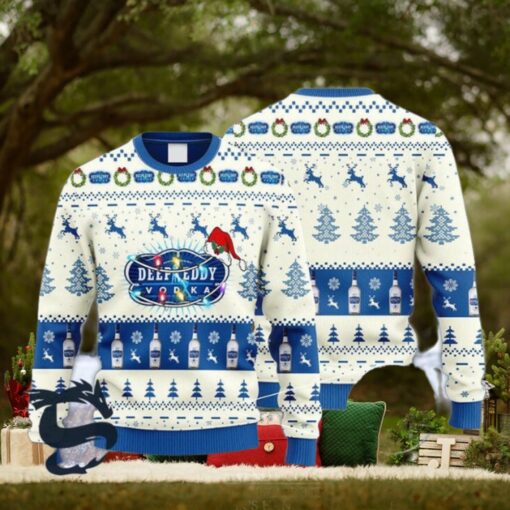 Deep Eddy Vodka Reindeer Snowy Night Ugly Sweater