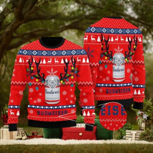 Deer Budweiser Ugly Sweater, Christmas Gift Apparel, Merry Ugly Christmas Sweater