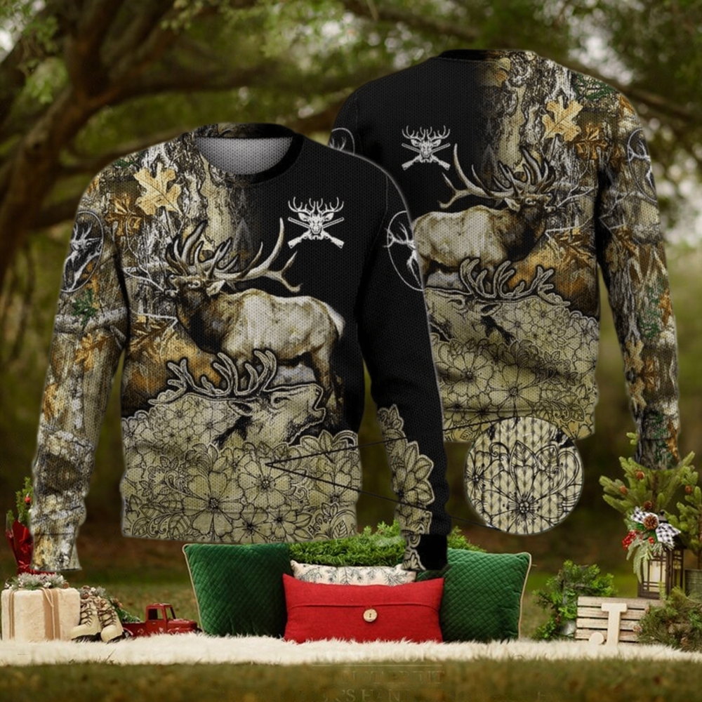 Deer Flower 3D Full Print Ugly Sweater Christmas Gift Sweater Deer Flower 3D Full Print Ugly Sweater Christmas Gift Sweater
