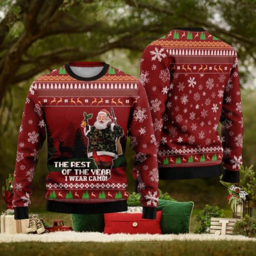 Deer Hunter And Santa Claus Ugly Christmas Sweater Funny Gift For Men And Women Family Holidays