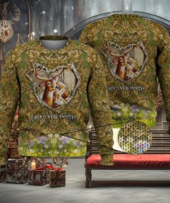 Deer Hunting I Love You Deerly 3D Full Print Ugly Sweater Christmas Gift Sweater