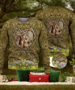 Deer Hunting I Love You Deerly 3D Full Print Ugly Sweater Christmas Gift Sweater