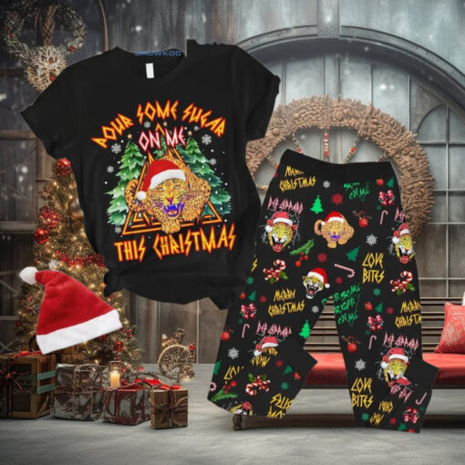 Def Leppard Pour Some Sugar On Me This Christmas Fleece Pajamas Set