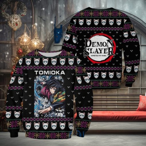 Demon Slayer Anime Giyu Tomioka Knitting Christmas All Over Printed 3D Shirt