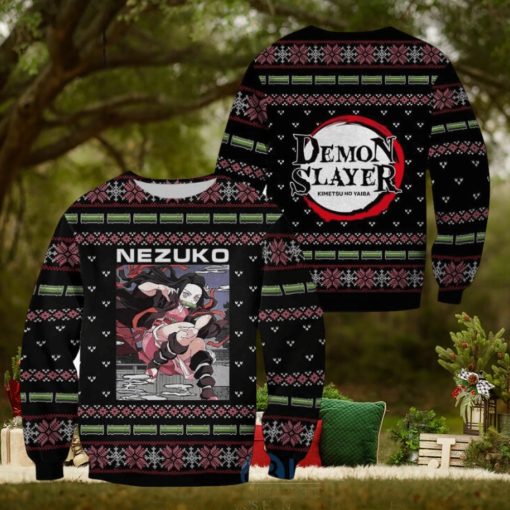 Demon Slayer Anime Nezuko Kamado Knitting Christmas All Over Printed 3D Shirt