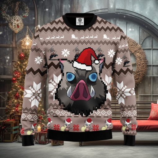 Demon Slayer Kimetsu No Yaiba Hashibira Inosuke Thanksgiving Women Mens Ugly Christmas Sweater
