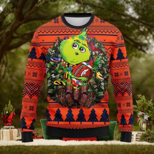 Denver Brocos Grinch Hug Christmas Ugly Sweater