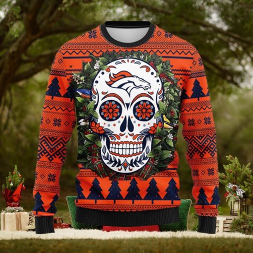 Denver Brocos Skull Flower Ugly Christmas Ugly Sweater